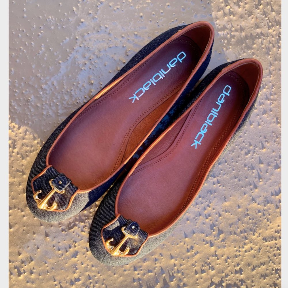 DANIBLACK Nautical Denim Flats - NEW NEVER WORN